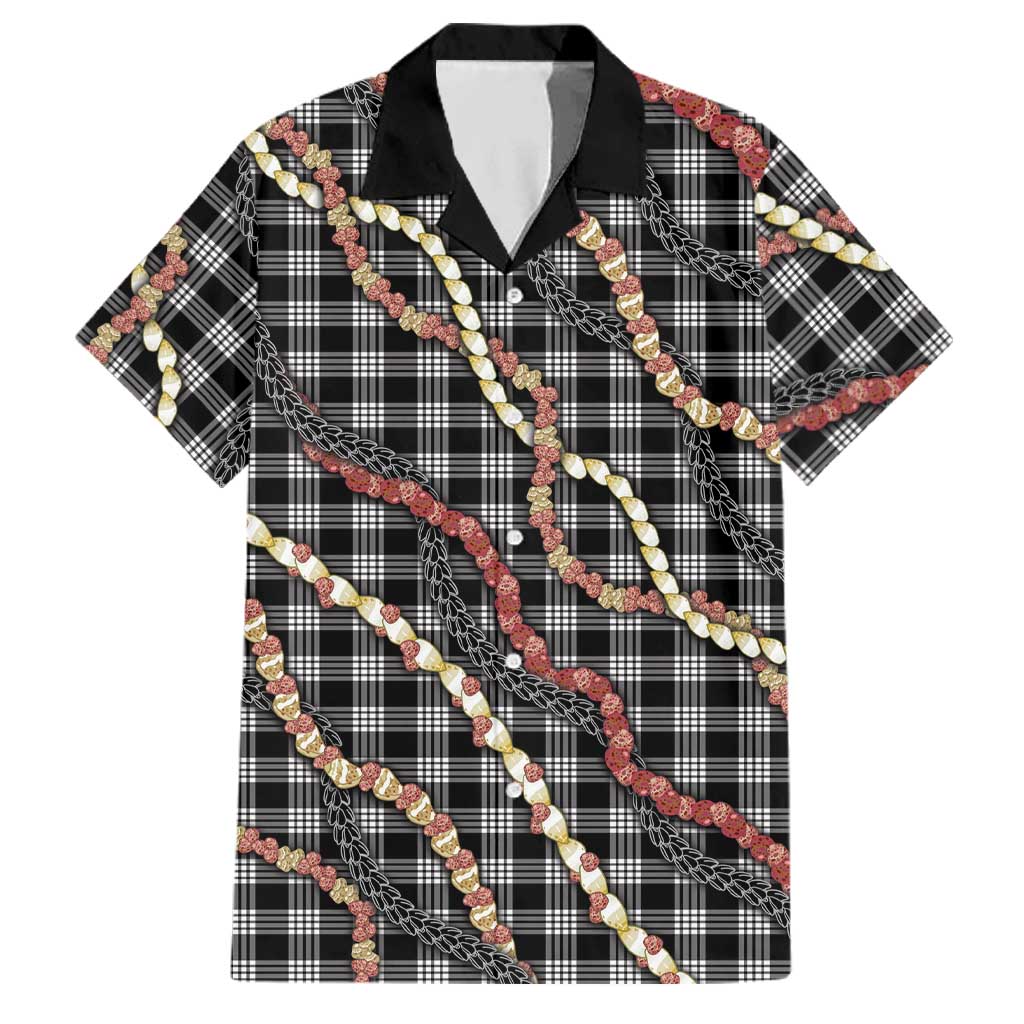 Hawaii Palaka Niihau Shell Lei Family Matching Tank Maxi Dress and Hawaiian Shirt Tropical Island Plaid Patterns