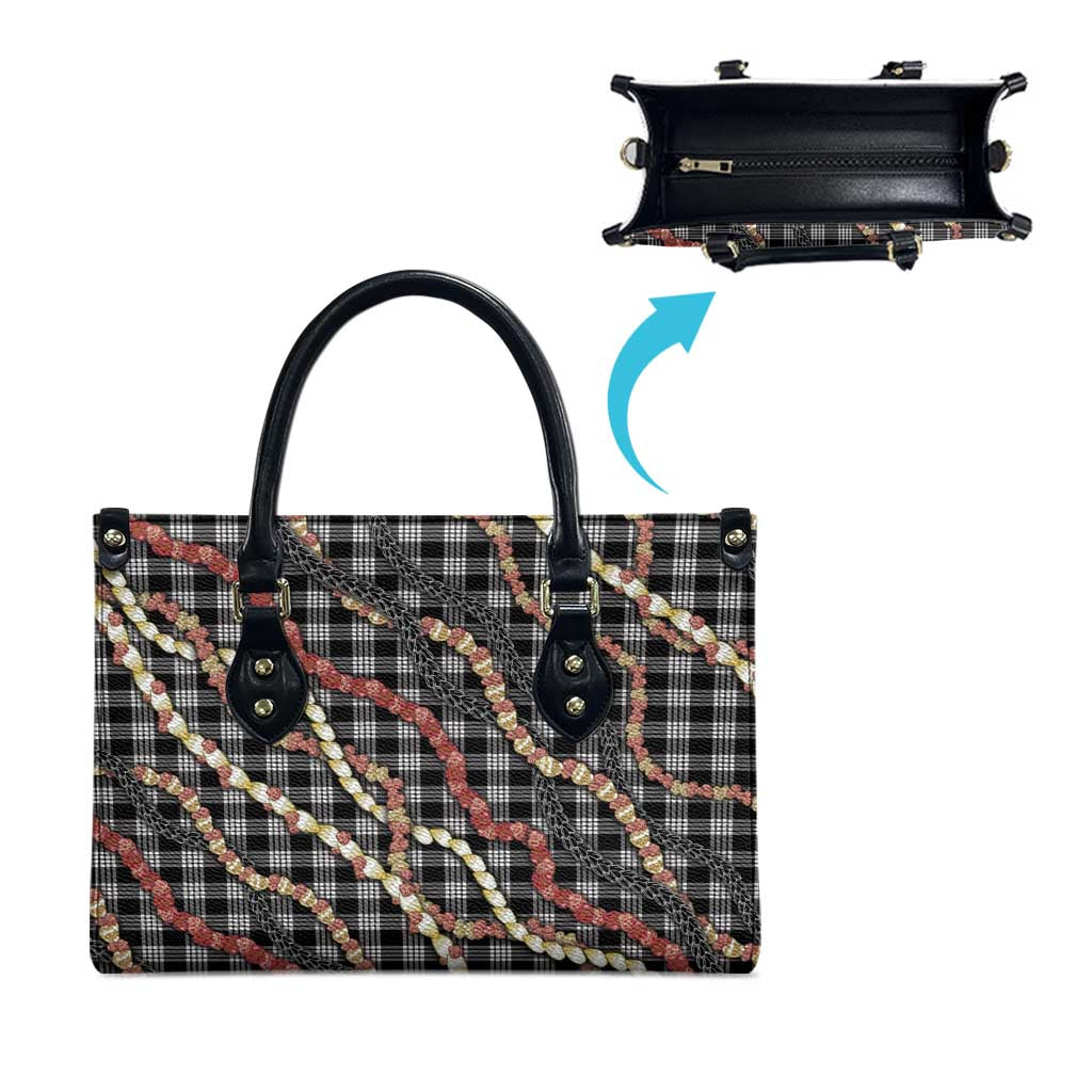Hawaii Palaka Niihau Shell Lei Leather Bag Tropical Island Plaid Patterns