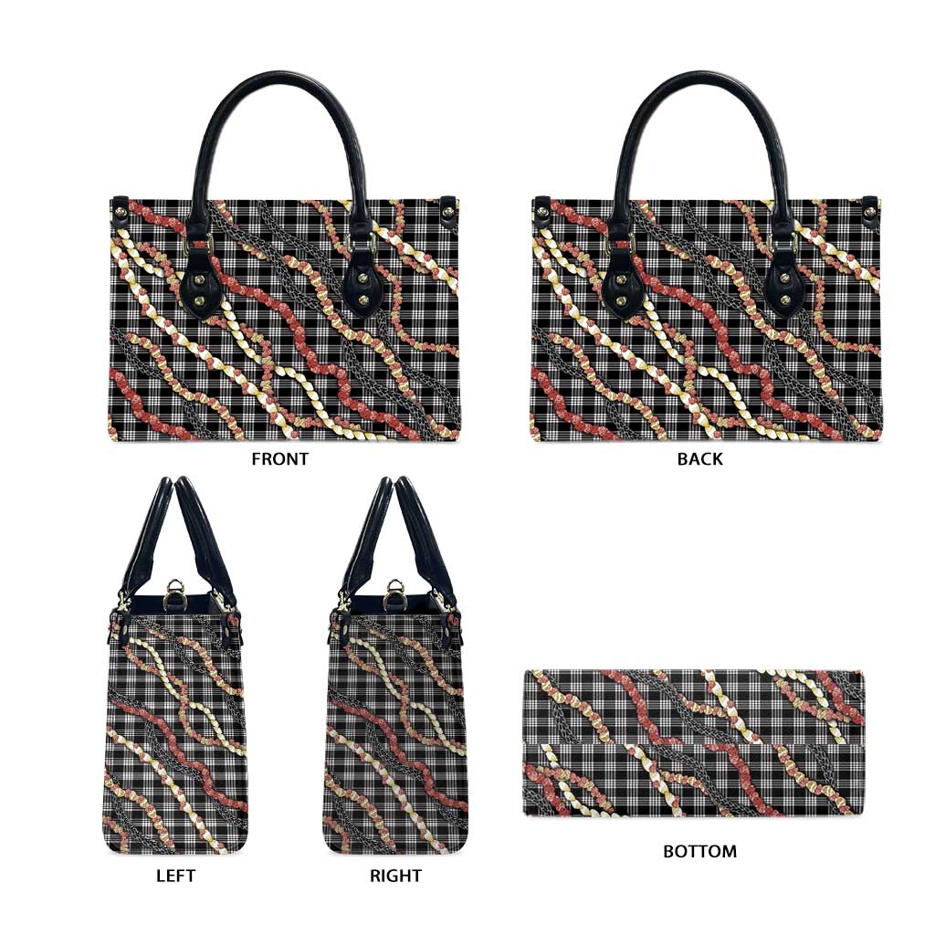 Hawaii Palaka Niihau Shell Lei Leather Bag Tropical Island Plaid Patterns
