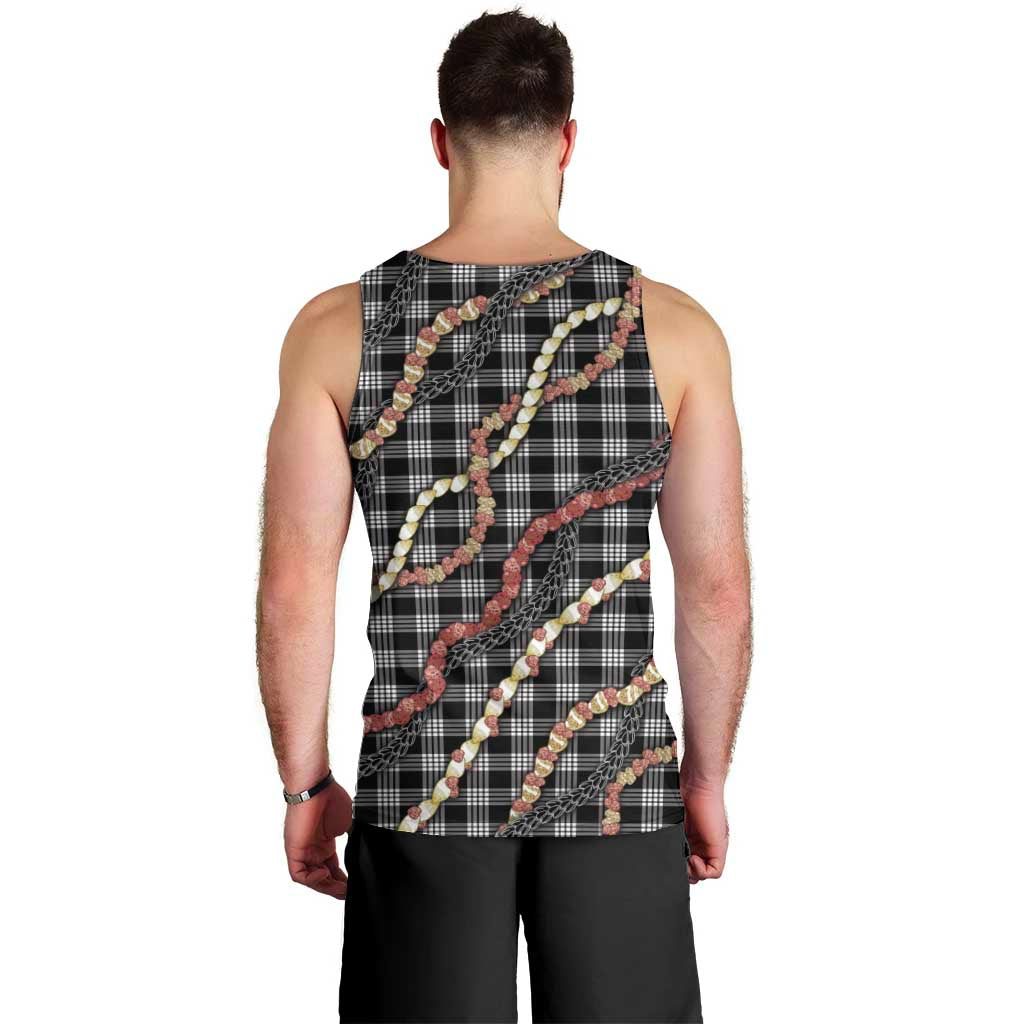Hawaii Palaka Niihau Shell Lei Men Tank Top Tropical Island Plaid Patterns