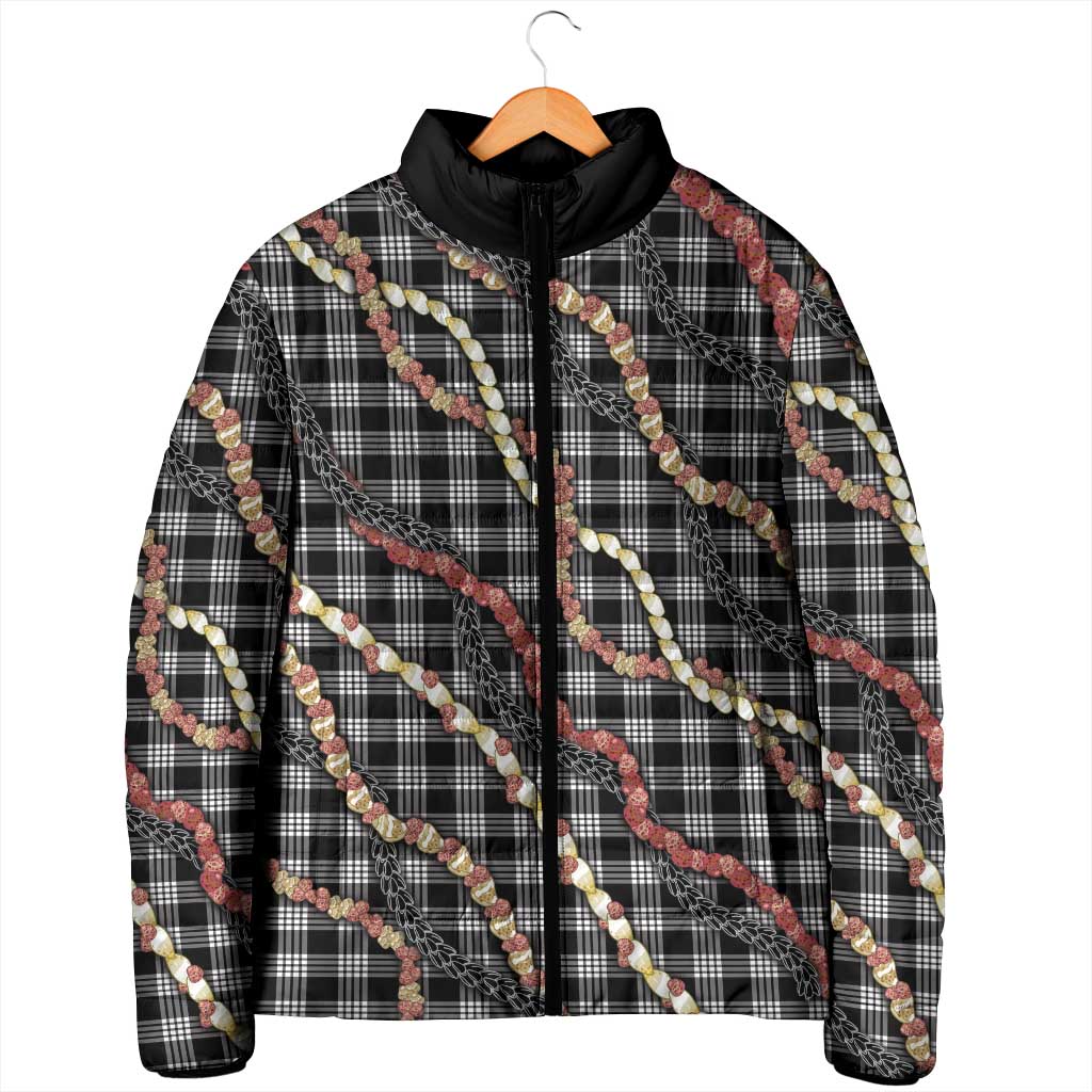 Hawaii Palaka Niihau Shell Lei Padded Jacket Tropical Island Plaid Patterns