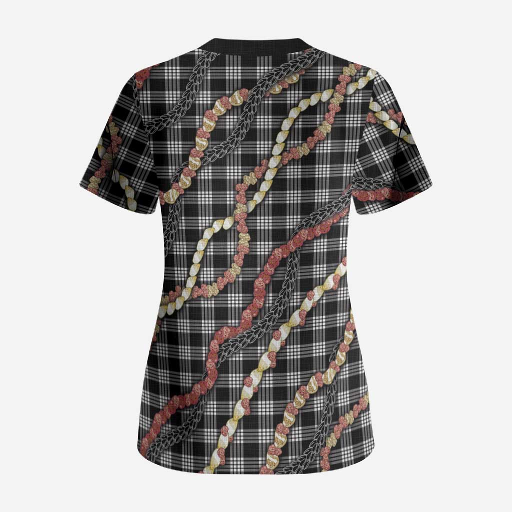 Hawaii Palaka Niihau Shell Lei Scrub Top Tropical Island Plaid Patterns