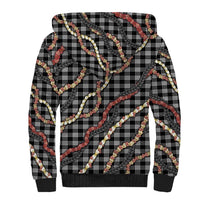Hawaii Palaka Niihau Shell Lei Sherpa Hoodie Tropical Island Plaid Patterns