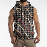 Hawaii Palaka Niihau Shell Lei Sleeveless Hoodie Tropical Island Plaid Patterns