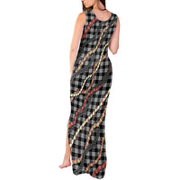 Hawaii Palaka Niihau Shell Lei Tank Maxi Dress Tropical Island Plaid Patterns