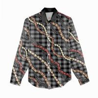 Hawaii Palaka Niihau Shell Lei Women Casual Shirt Tropical Island Plaid Patterns