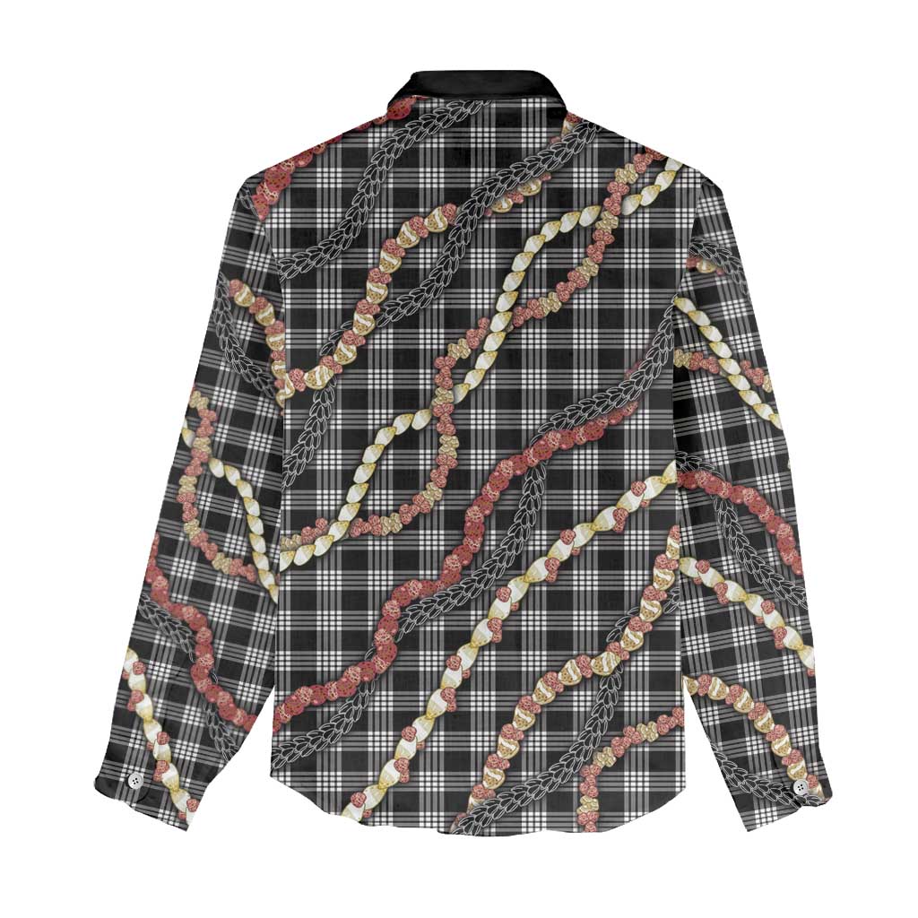 Hawaii Palaka Niihau Shell Lei Women Casual Shirt Tropical Island Plaid Patterns