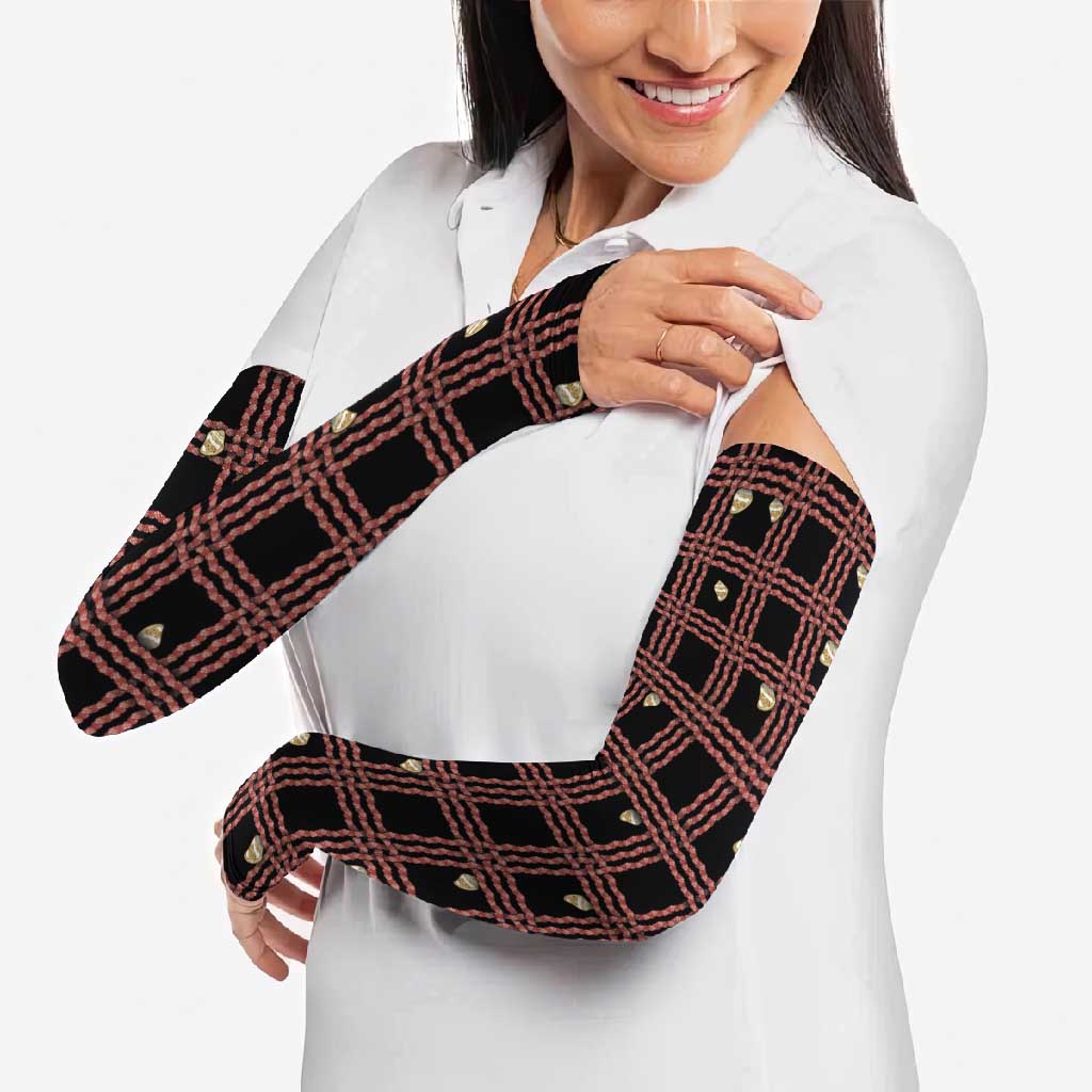 Hawaii Palaka Kahelelani Shell Lei Costume Arm Sleeves Plaid Patterns
