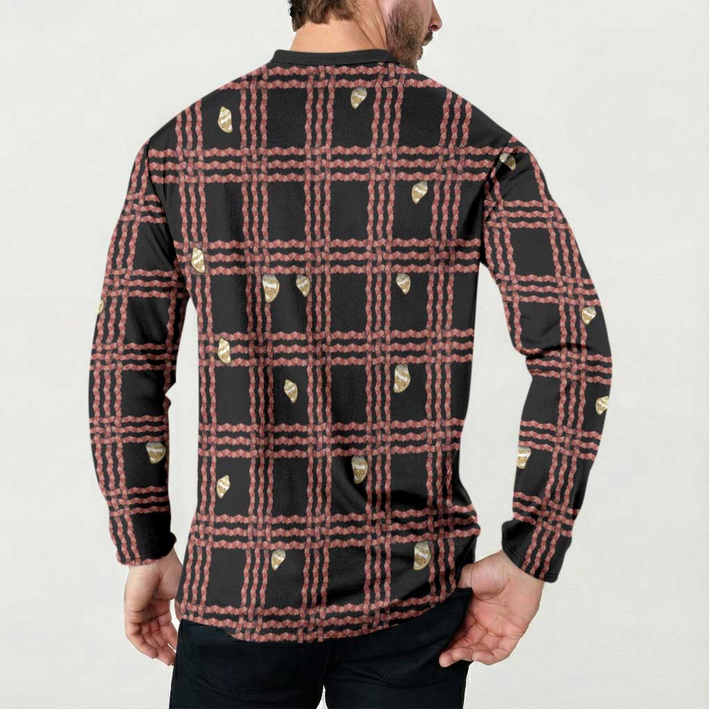 Hawaii Palaka Kahelelani Shell Lei Costume Button Sweatshirt Plaid Patterns