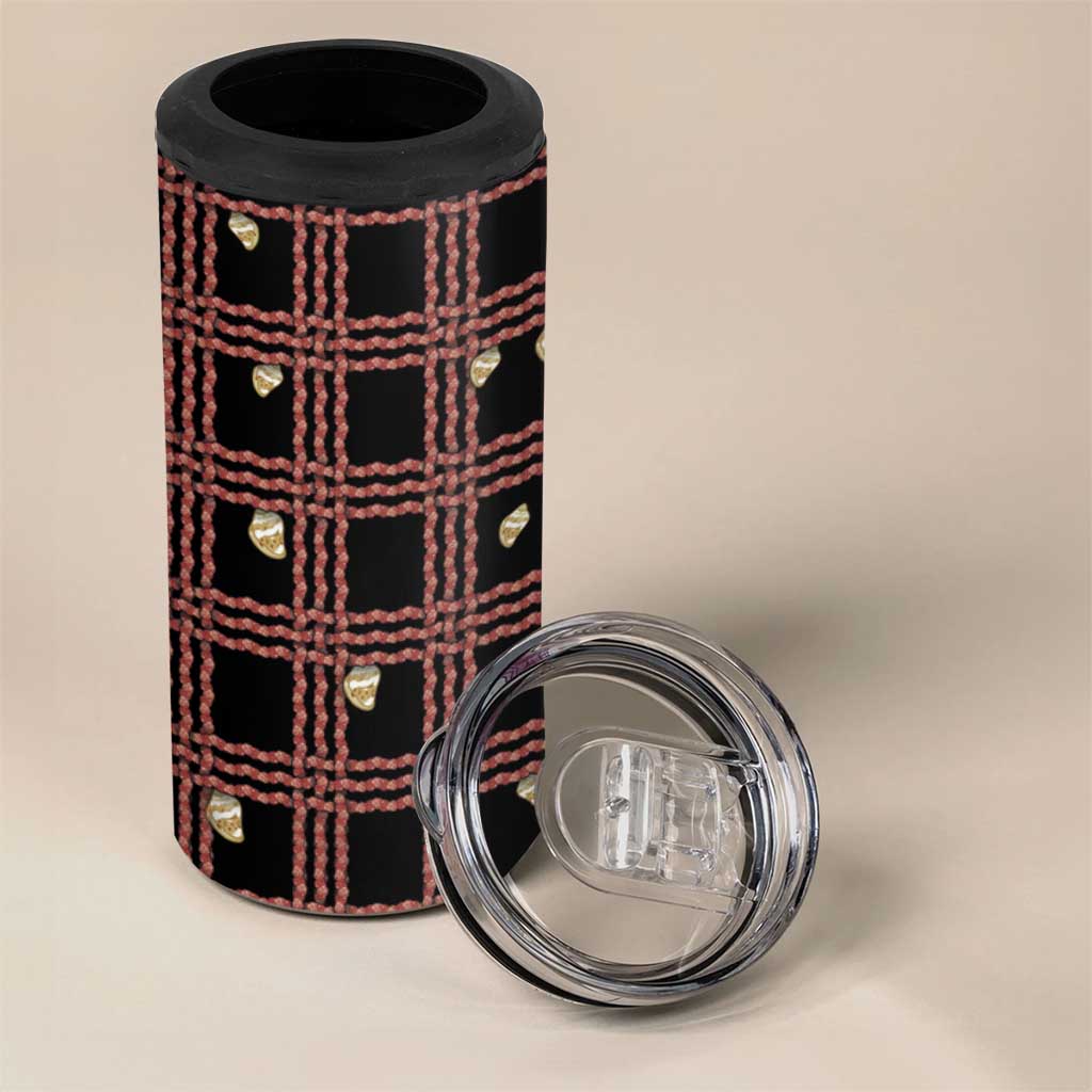 Hawaii Palaka Kahelelani Shell Lei Costume 4 in 1 Can Cooler Tumbler Plaid Patterns