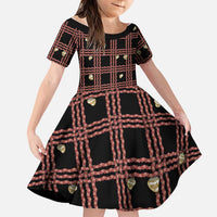 Hawaii Palaka Kahelelani Shell Lei Costume Family Matching Off The Shoulder Long Sleeve Dress and Hawaiian Shirt Plaid Patterns