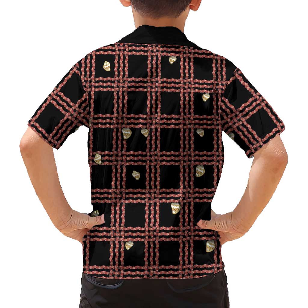 Hawaii Palaka Kahelelani Shell Lei Costume Family Matching Short Sleeve Bodycon Dress and Hawaiian Shirt Plaid Patterns