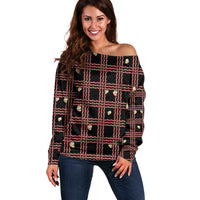 Hawaii Palaka Kahelelani Shell Lei Costume Off Shoulder Sweater Plaid Patterns