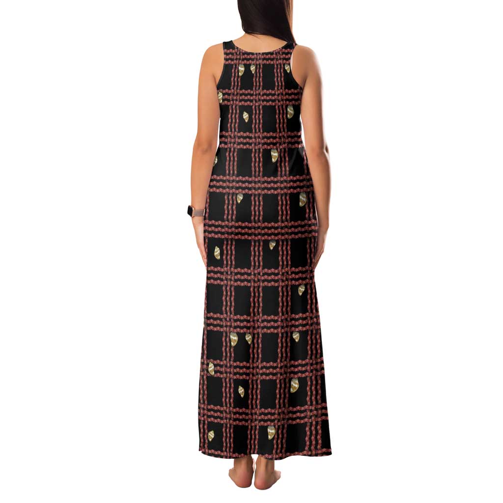 Hawaii Palaka Kahelelani Shell Lei Costume Tank Maxi Dress Plaid Patterns