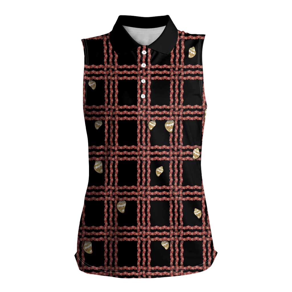 Hawaii Palaka Kahelelani Shell Lei Costume Women Sleeveless Polo Shirt Plaid Patterns