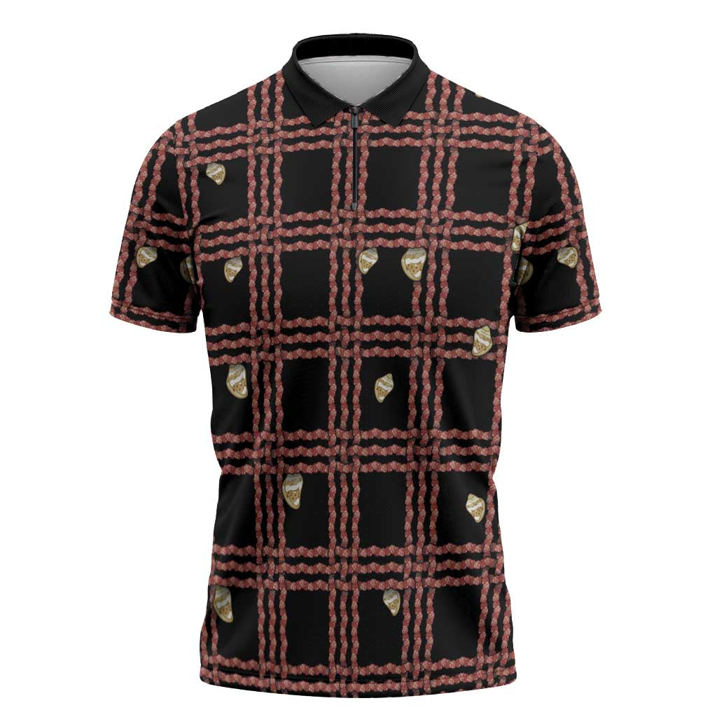 Hawaii Palaka Kahelelani Shell Lei Costume Zipper Polo Shirt Plaid Patterns