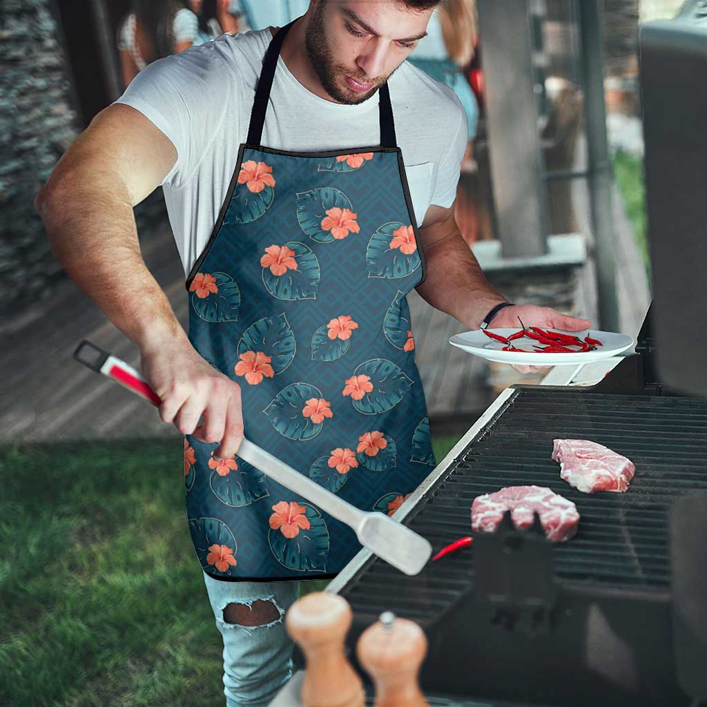 Hawaii Monstera Apron Hibiscus Flowers Simple Style - Polynesian Pride
