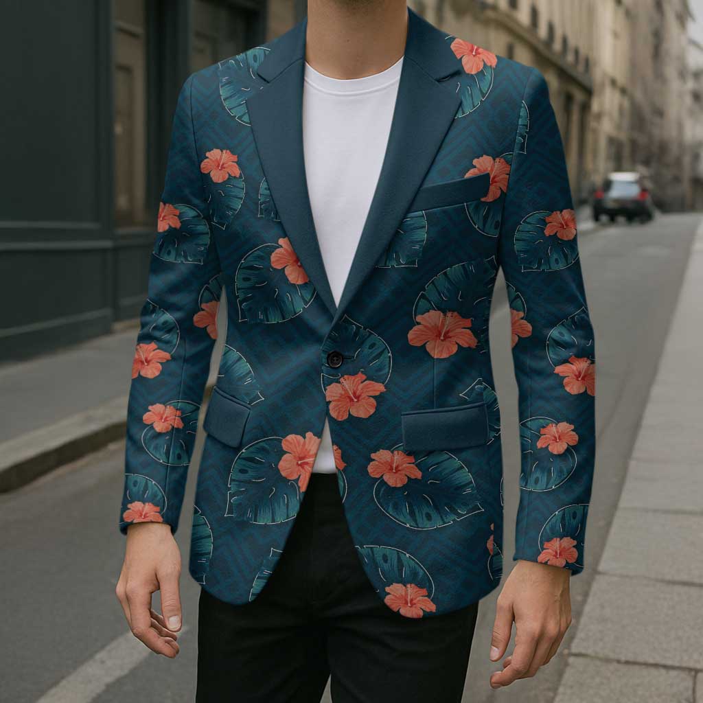 Hawaii Monstera Blazer Hibiscus Flowers Simple Style - Polynesian Pride