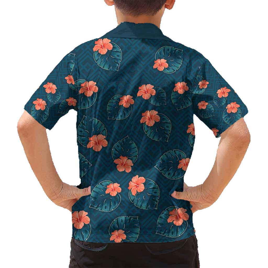 Hawaii Monstera Family Matching Summer Maxi Dress and Hawaiian Shirt Hibiscus Flowers Simple Style DT05 - Polynesian Pride