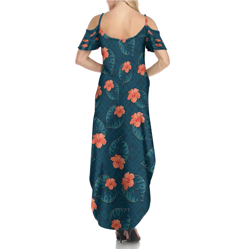 Hawaii Monstera Family Matching Summer Maxi Dress and Hawaiian Shirt Hibiscus Flowers Simple Style DT05 - Polynesian Pride