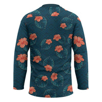 Hawaii Monstera Hockey Jersey Hibiscus Flowers Simple Style - Polynesian Pride