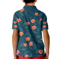 Hawaii Monstera Kid Polo Shirt Hibiscus Flowers Simple Style - Polynesian Pride