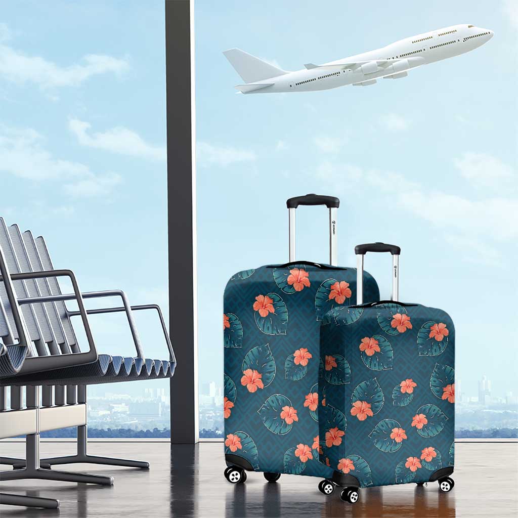 Hawaii Monstera Luggage Cover Hibiscus Flowers Simple Style - Polynesian Pride