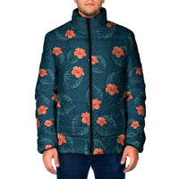 Hawaii Monstera Padded Jacket Hibiscus Flowers Simple Style - Polynesian Pride