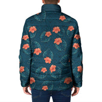 Hawaii Monstera Padded Jacket Hibiscus Flowers Simple Style - Polynesian Pride
