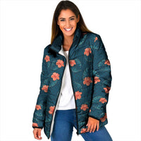 Hawaii Monstera Padded Jacket Hibiscus Flowers Simple Style - Polynesian Pride