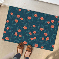 Hawaii Monstera Rubber Doormat Hibiscus Flowers Simple Style - Polynesian Pride