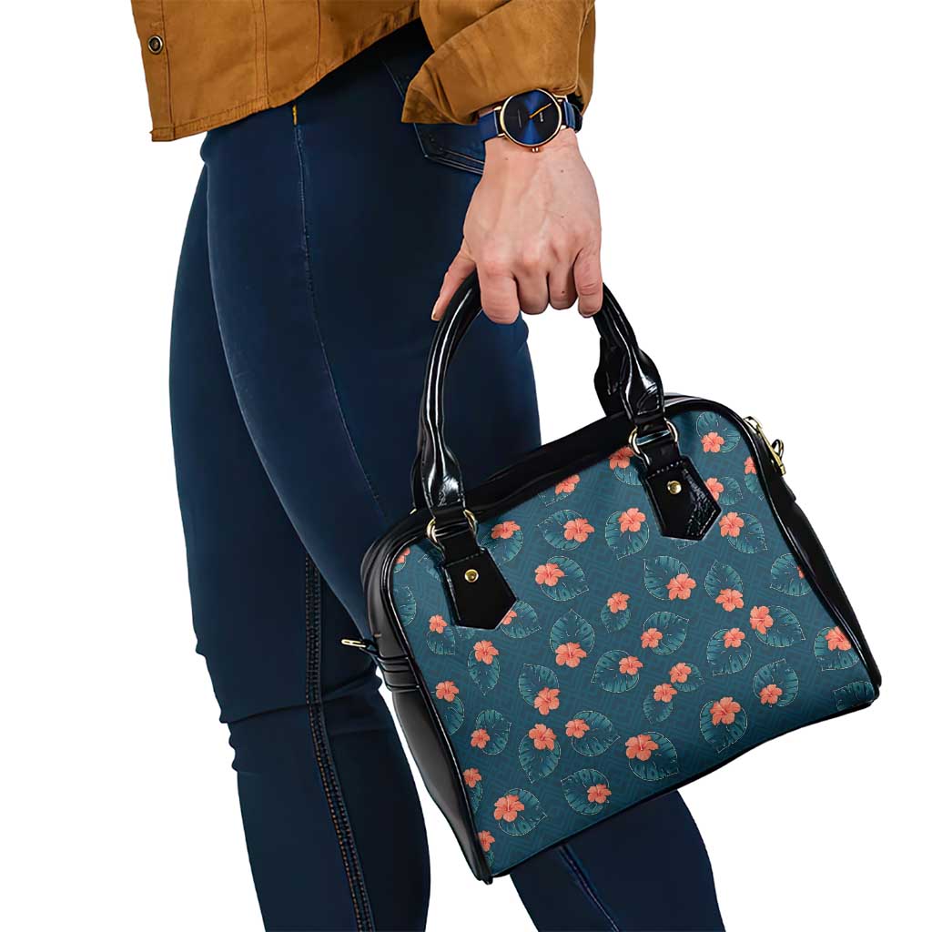 Hawaii Monstera Shoulder Handbag Hibiscus Flowers Simple Style - Polynesian Pride
