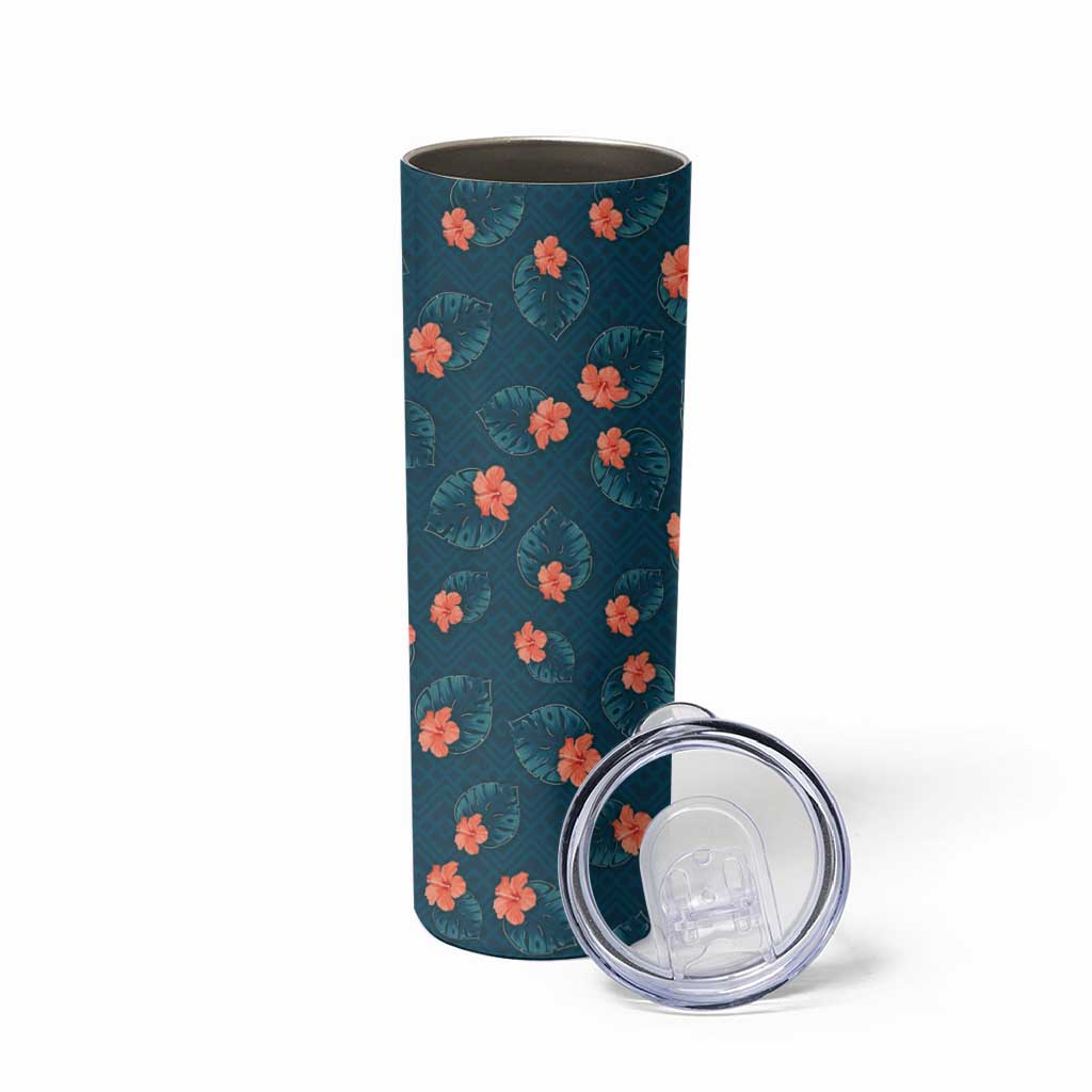 Hawaii Monstera Skinny Tumbler Hibiscus Flowers Simple Style DT05 - Polynesian Pride