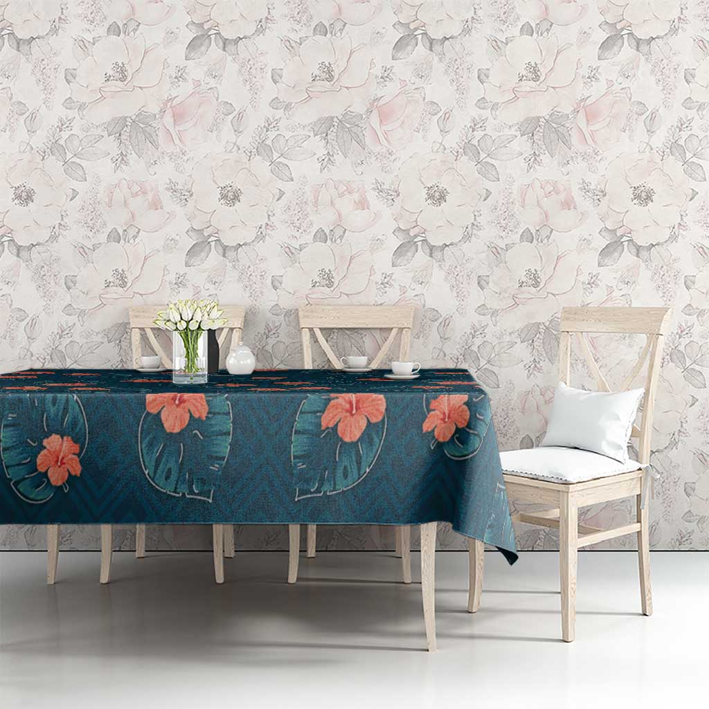 Hawaii Monstera Tablecloth Hibiscus Flowers Simple Style - Polynesian Pride