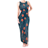 Hawaii Monstera Tank Maxi Dress Hibiscus Flowers Simple Style DT05 Women Dark Teal - Polynesian Pride