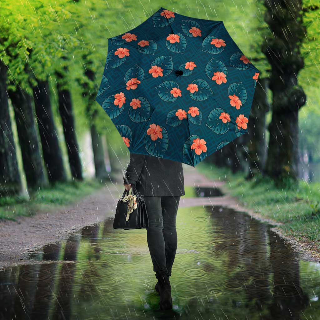 Hawaii Monstera Umbrella Hibiscus Flowers Simple Style - Polynesian Pride
