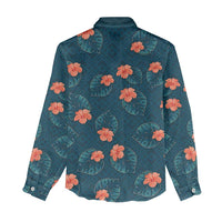 Hawaii Monstera Women Casual Shirt Hibiscus Flowers Simple Style - Polynesian Pride