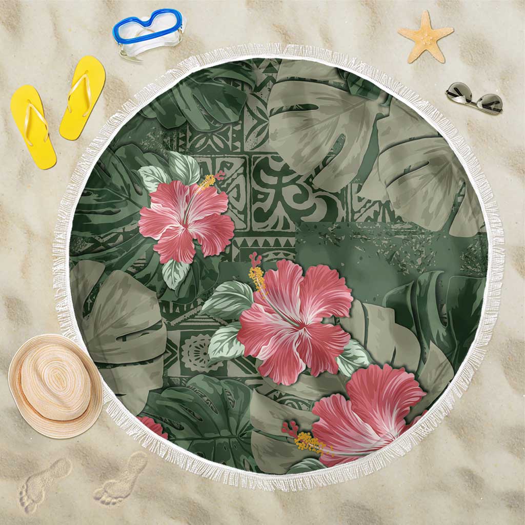 Hawaii Beach Blanket Green Polynesian Monstera Patterns DT05 One Size 150cm Green - Polynesian Pride