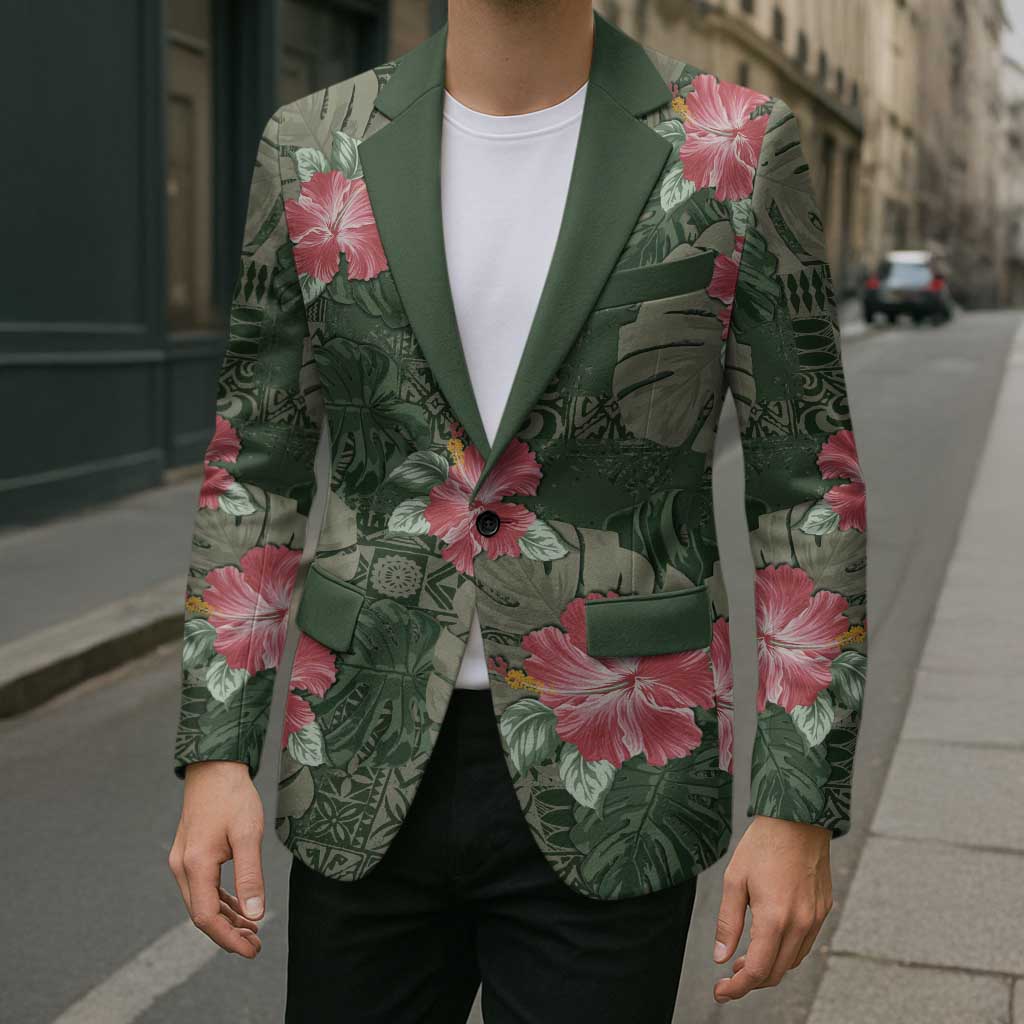 Hawaii Blazer Green Polynesian Monstera Patterns - Polynesian Pride