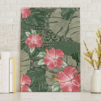 Hawaii Canvas Wall Art Green Polynesian Monstera Patterns - Polynesian Pride