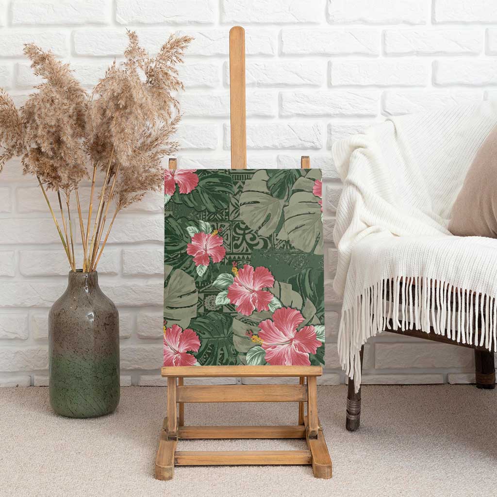 Hawaii Canvas Wall Art Green Polynesian Monstera Patterns - Polynesian Pride