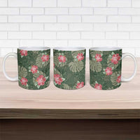 Hawaii Ceramic Mug Green Polynesian Monstera Patterns - Polynesian Pride