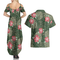 Hawaii Couples Matching Summer Maxi Dress and Hawaiian Shirt Green Polynesian Monstera Patterns DT05 - Polynesian Pride