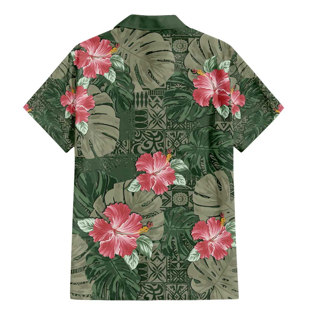 Hawaii Family Matching Mermaid Dress and Hawaiian Shirt Green Polynesian Monstera Patterns - Polynesian Pride