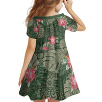 Hawaii Family Matching Off Shoulder Maxi Dress and Hawaiian Shirt Green Polynesian Monstera Patterns - Polynesian Pride