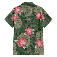 Hawaii Family Matching Off Shoulder Maxi Dress and Hawaiian Shirt Green Polynesian Monstera Patterns - Polynesian Pride