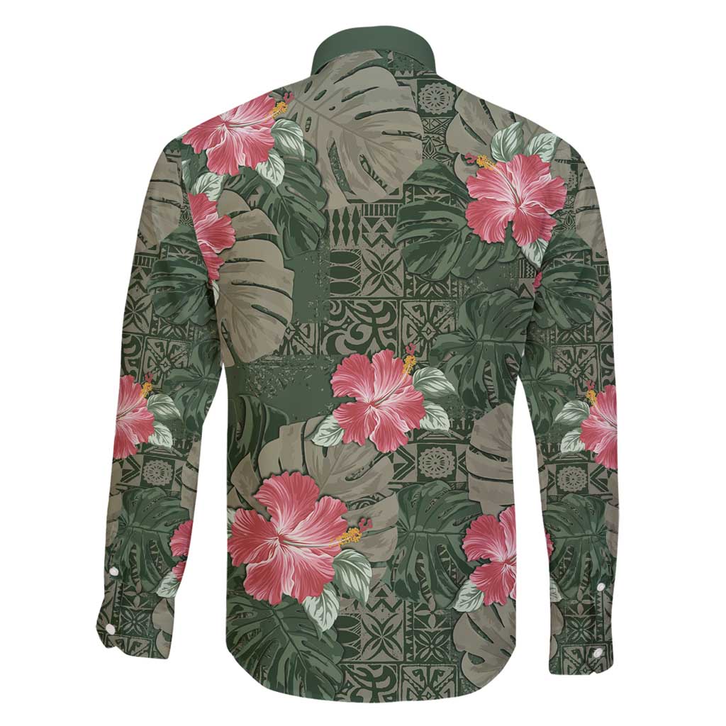 Hawaii Family Matching Puletasi and Hawaiian Shirt Green Polynesian Monstera Patterns - Polynesian Pride