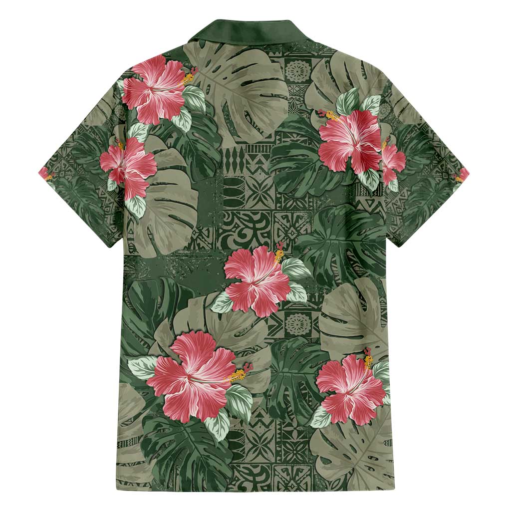 Hawaii Family Matching Summer Maxi Dress and Hawaiian Shirt Green Polynesian Monstera Patterns - Polynesian Pride