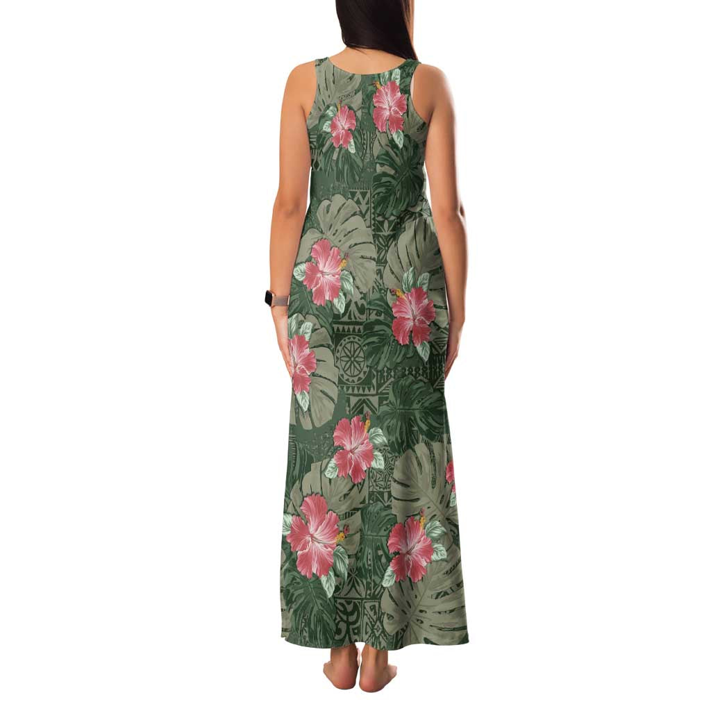 Hawaii Family Matching Tank Maxi Dress and Hawaiian Shirt Green Polynesian Monstera Patterns DT05 - Polynesian Pride