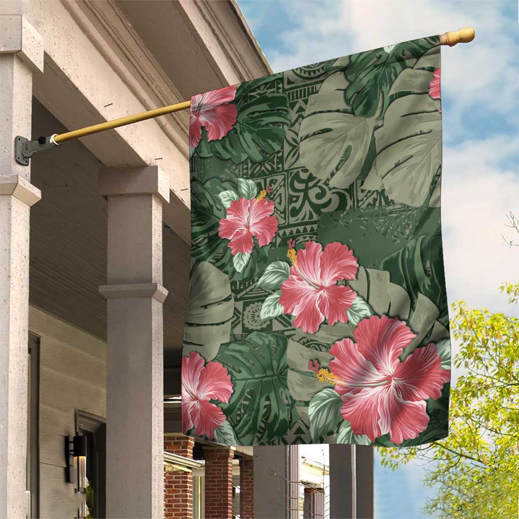 Hawaii Garden Flag Green Polynesian Monstera Patterns - Polynesian Pride